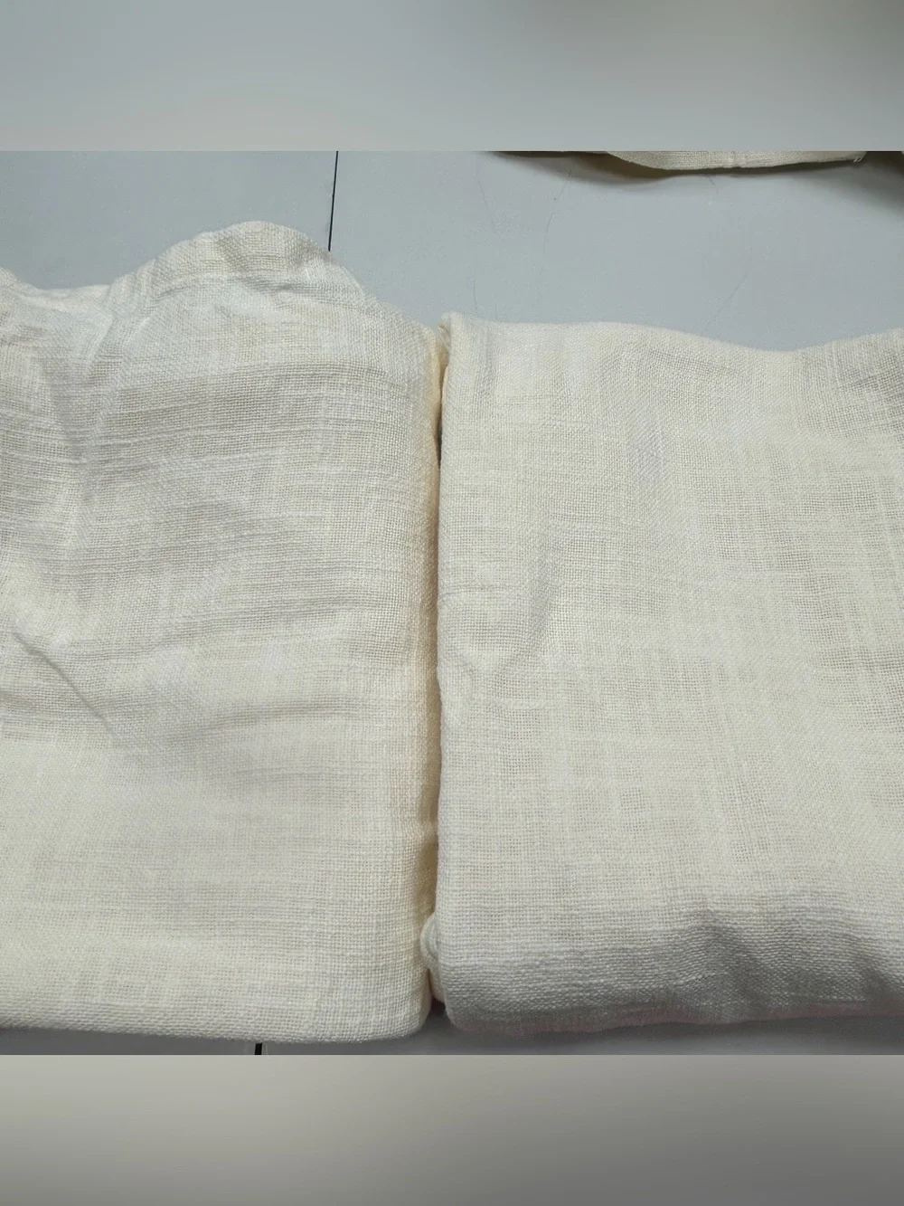 QUINCE Set Of 2 *48x95* Cotton Sheer Curtains Ivory 8957